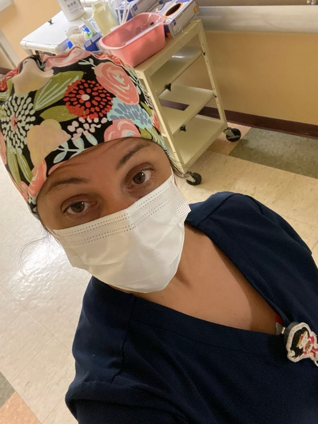 Nurse Linda Ruggiero in scrubs