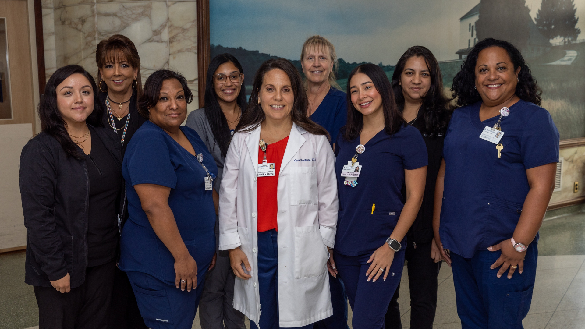 A group photo of the Penn Medicine Chester County Hospital Obstetrics clinic team