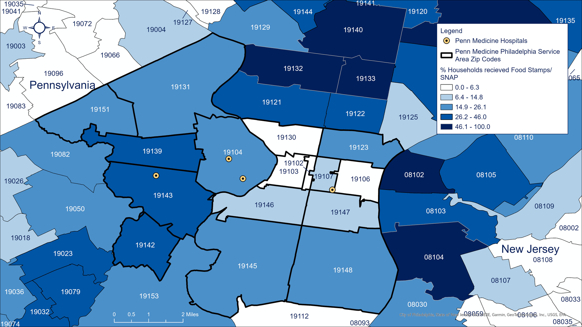 Many Philadelphians struggle with food insecurity. Source: 2023 American Community Survey 5-Year Estimates. 