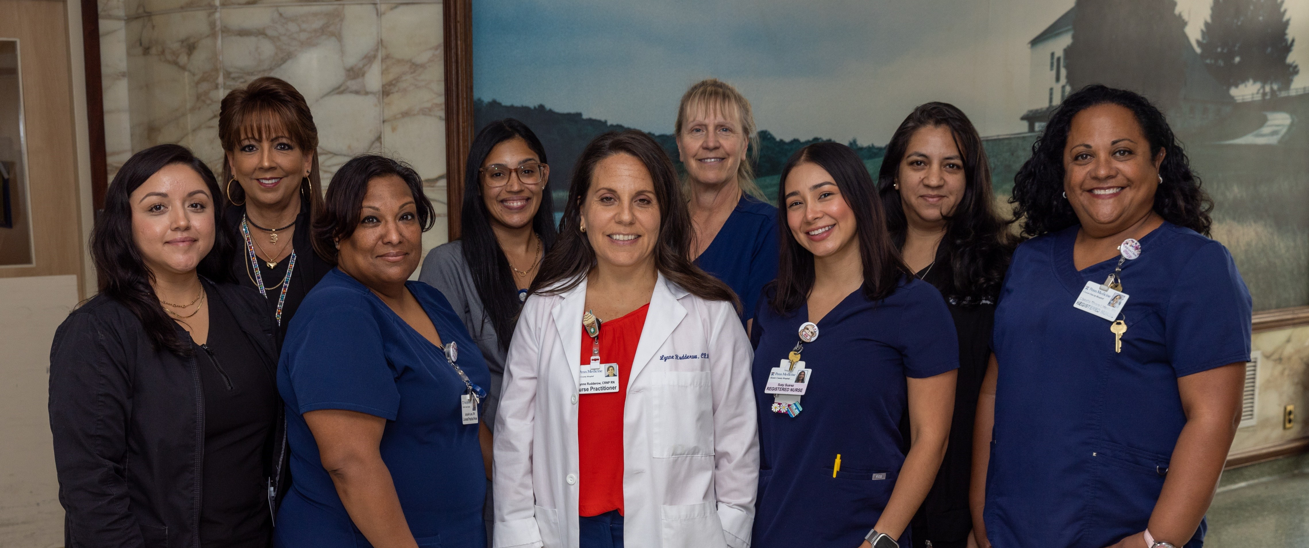 A group photo of the Penn Medicine Chester County Hospital Obstetrics clinic team