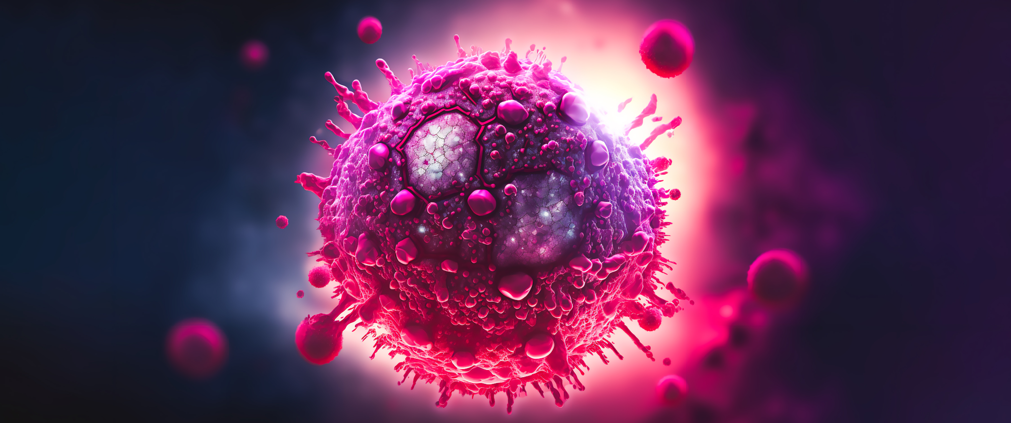 HIV virus floating with DNA background