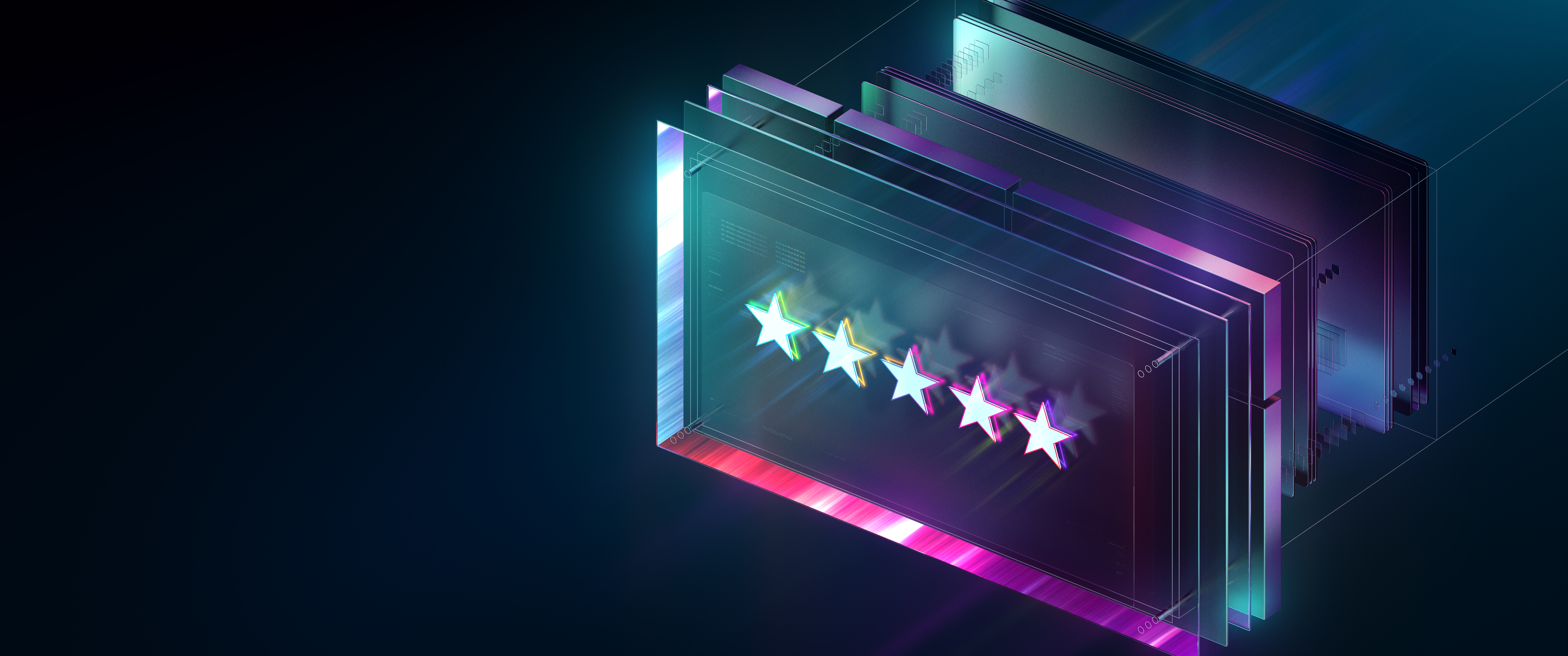 A futuristic box containing five stars