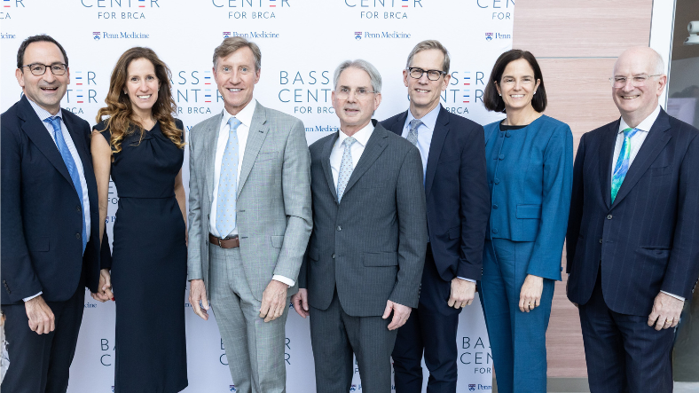 Jon and Mindy Gray with J. Larry Jameson, MD, PhD, Jonathan A. Epstein, MD, Robert H. Vonderheide, MD, DPhil, Susan M. Domchek, MD, and Kevin B. Mahoney