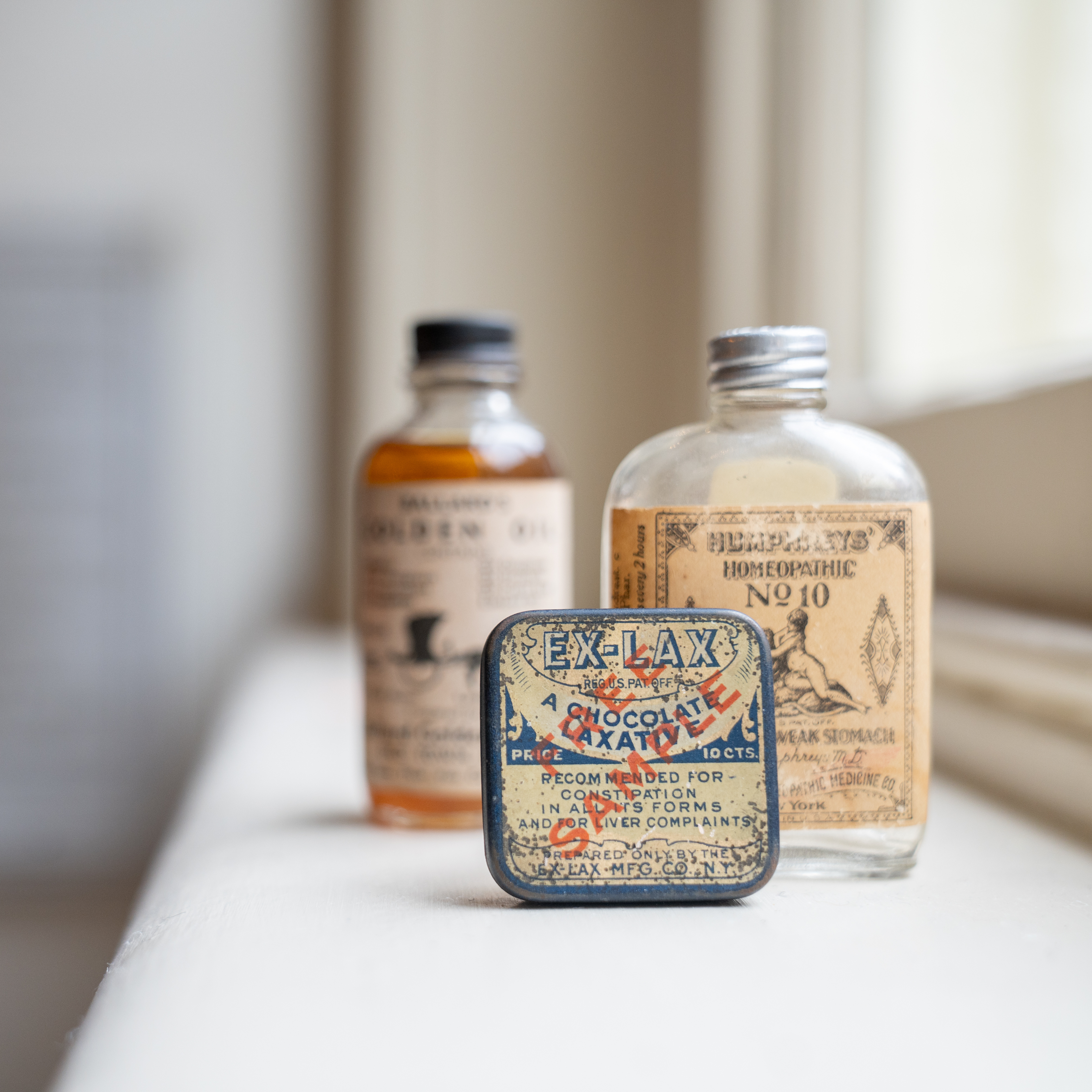 Antique pharmaceutical glass bottles