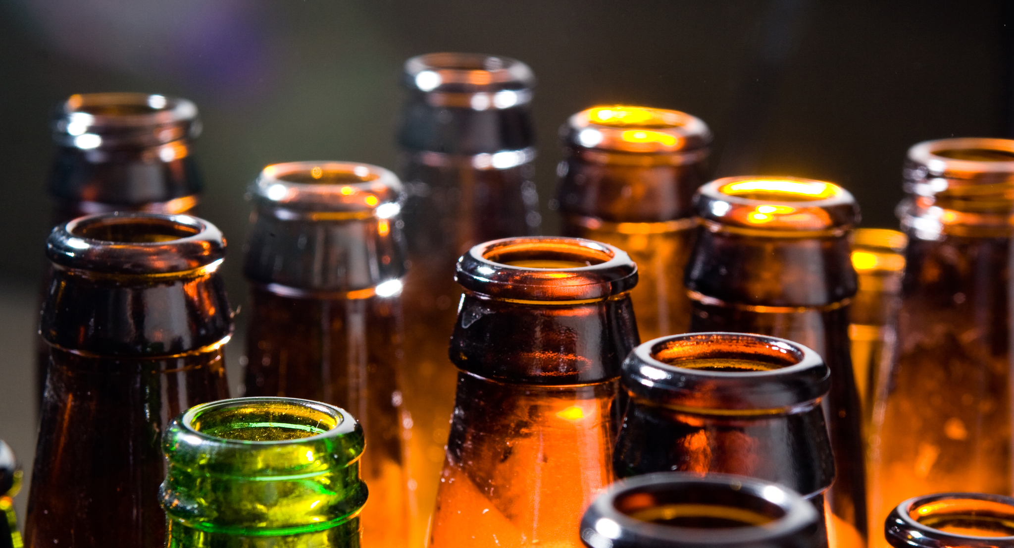 Several empty beer bottles.