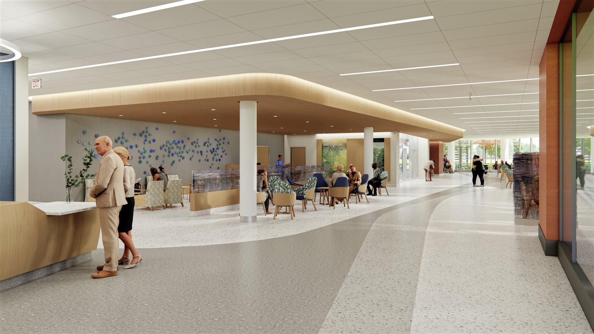 Rendering of the interior of the new Princeton Cancer Center