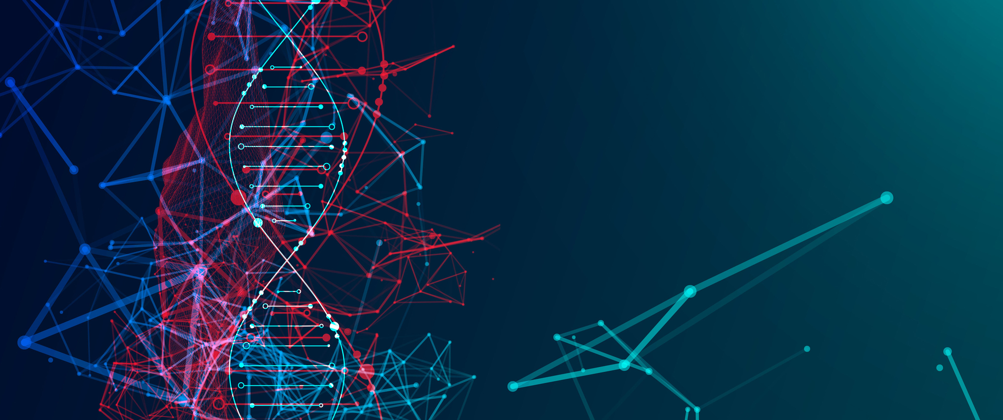 The DNA double helix superimposed upon an artistic rendering depicting genetic variability.