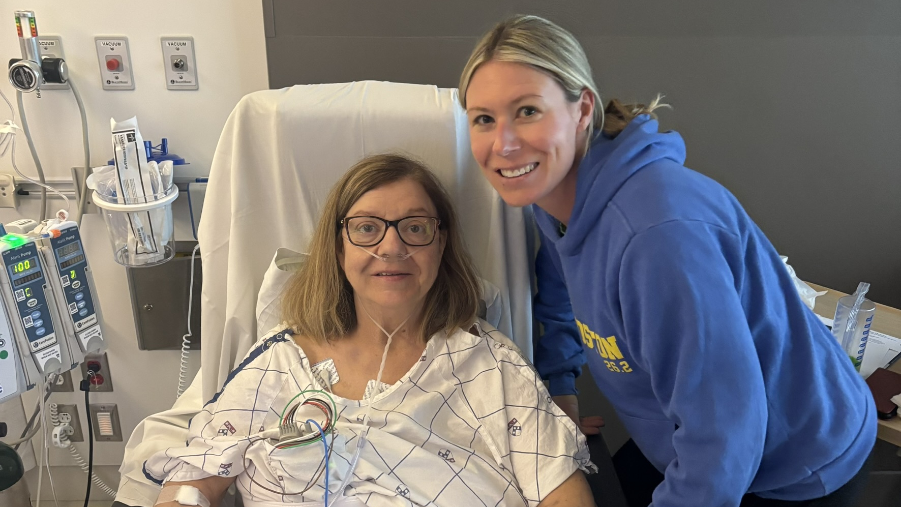 Jen Brady and her mom in the hospital