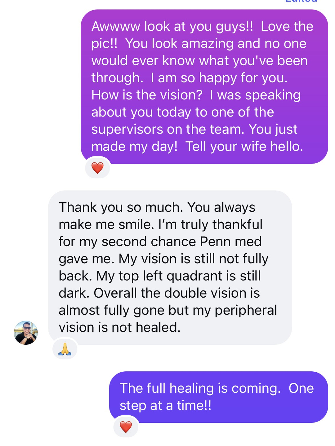 A conversation of social media messages between Deidre Gray and Jimmy Iterrino