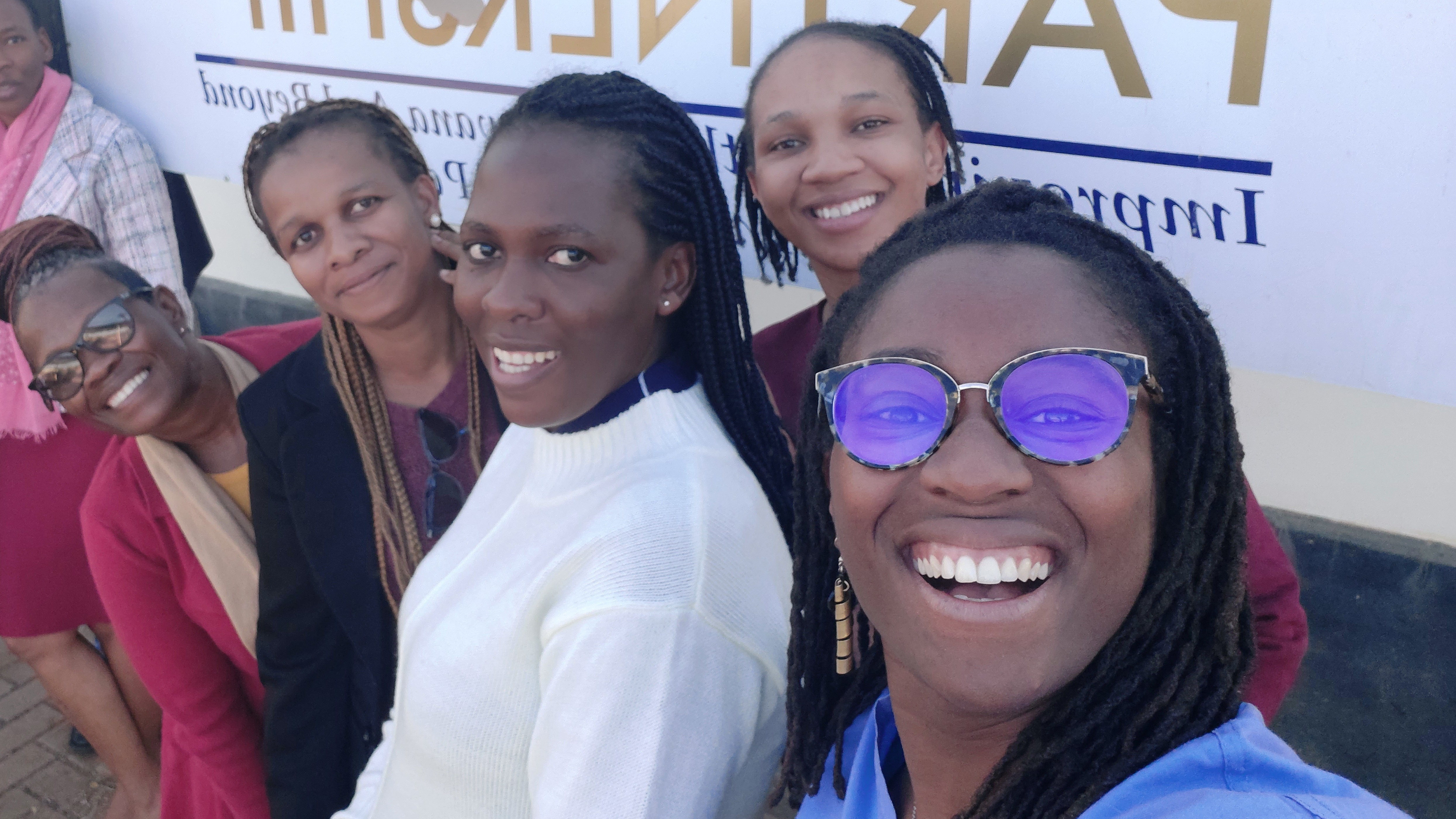 Merrian Brooks takes a selfie with other Botswana-UPenn Partnership team members