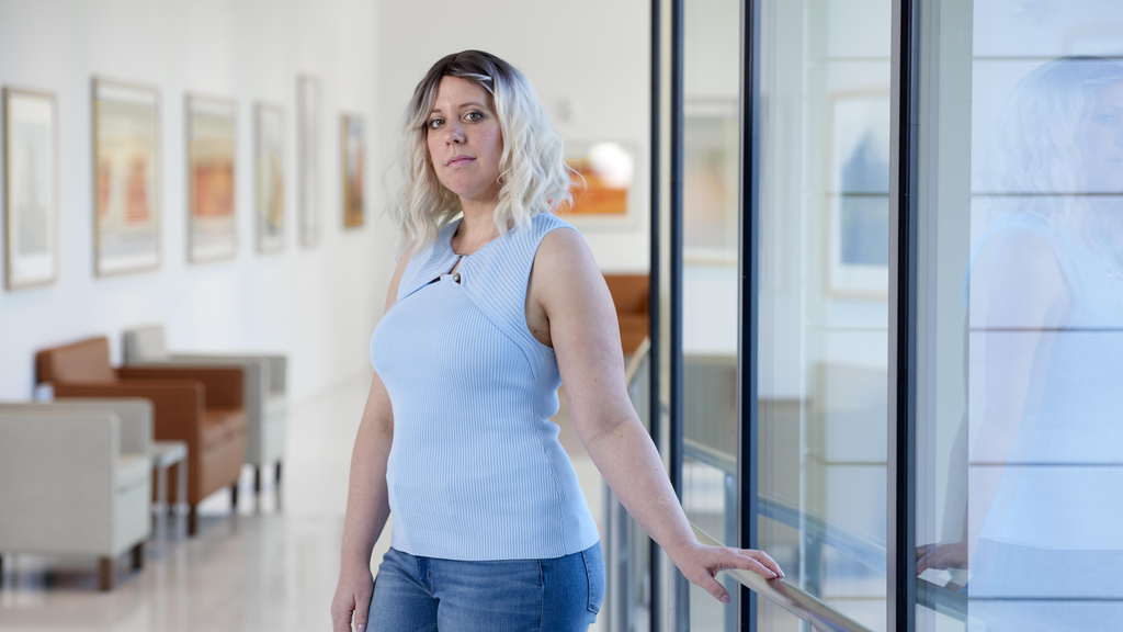 Lindsay Schoenberger standing in hallway