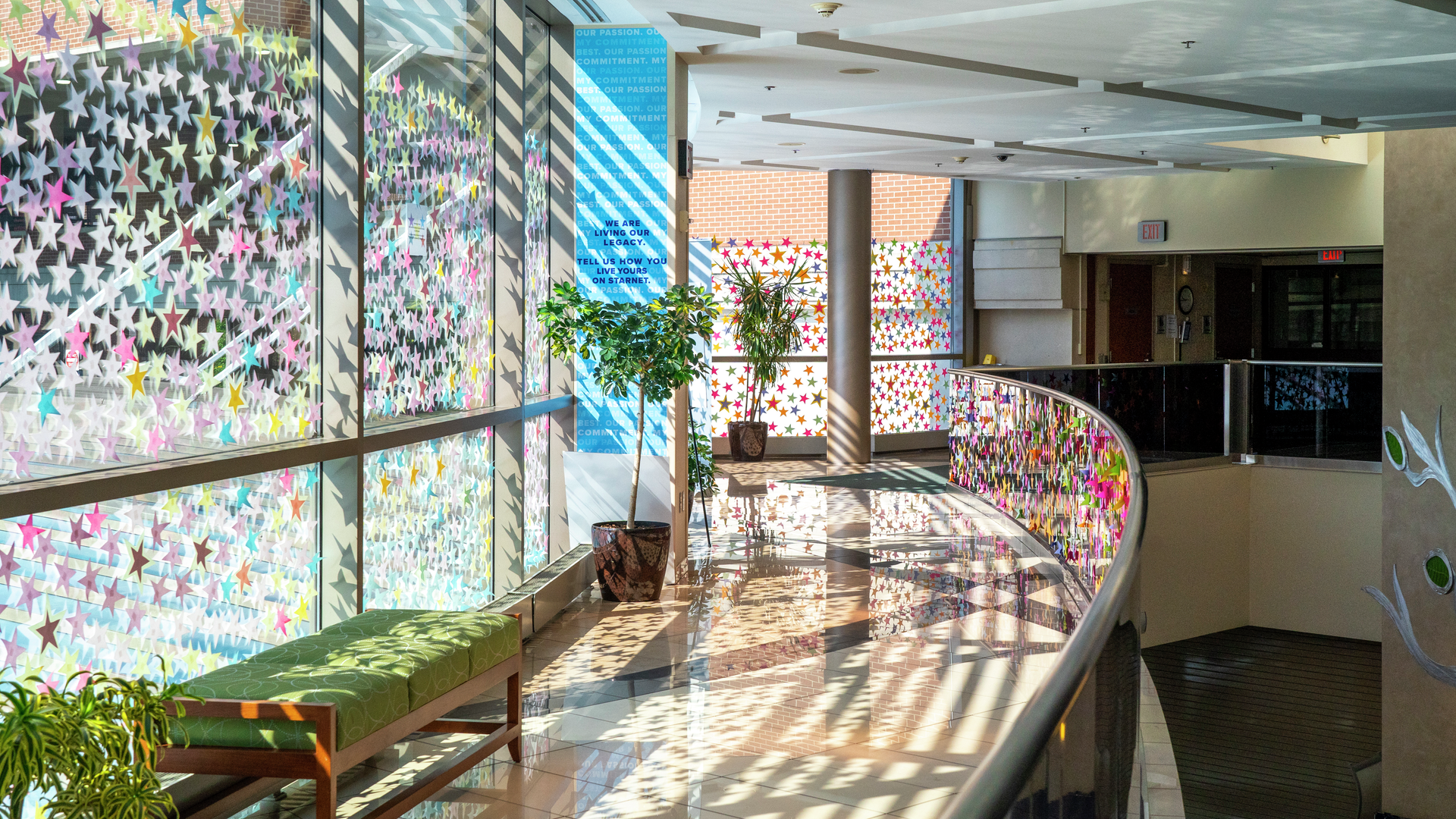 Stars for each discharged COVID patient decorated the glass surfaces of a walkway at Lancaster General Health during the pandemic