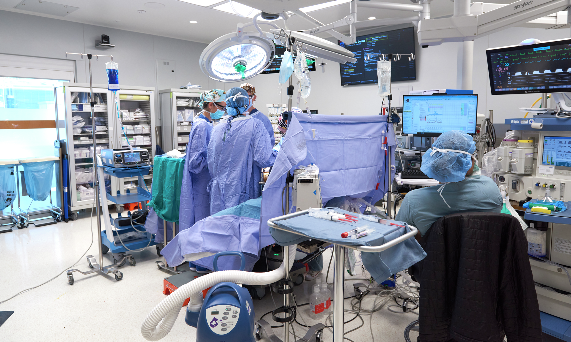 A surgical team in an operating room