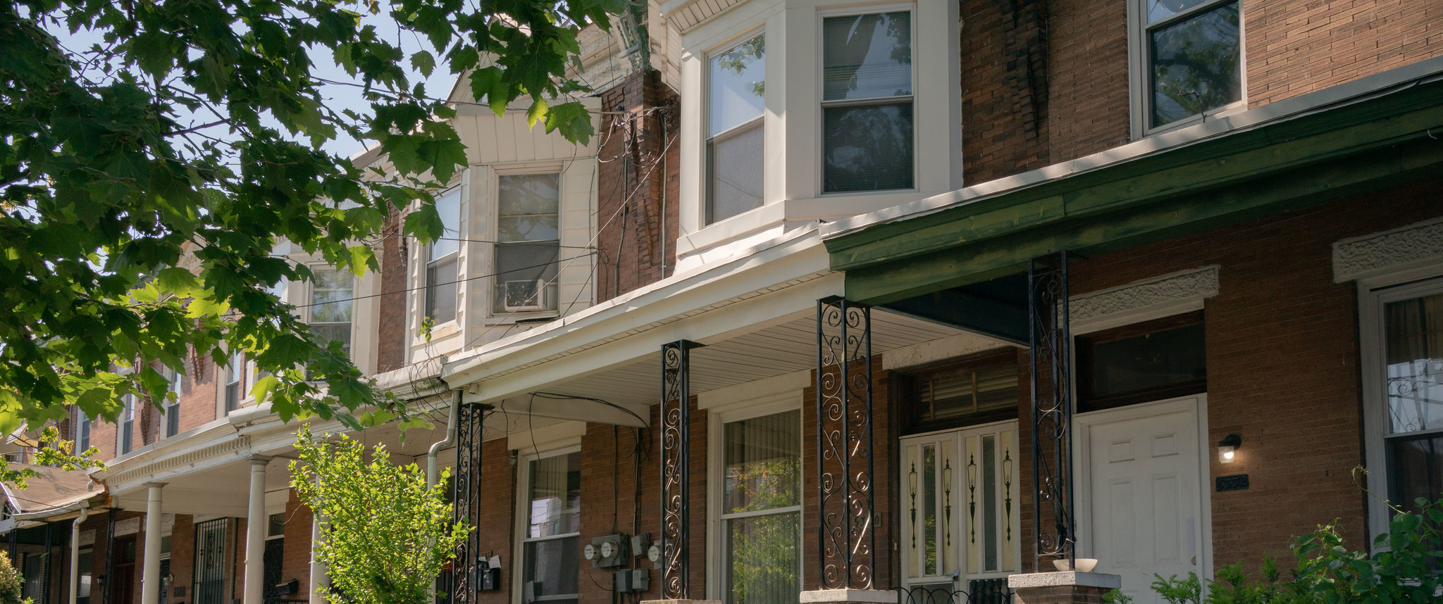 West Philadelphia front porch brick row homes