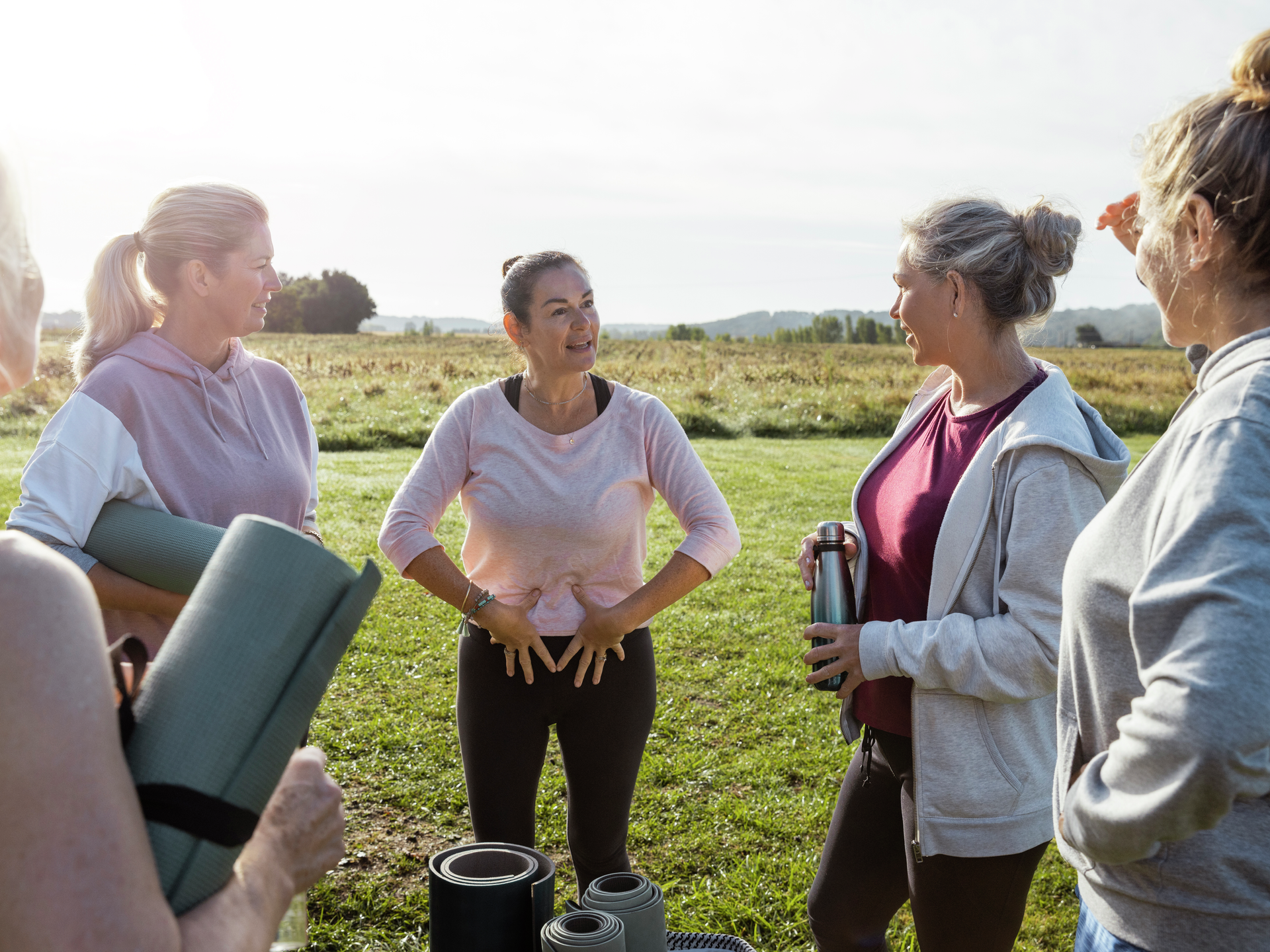 Group of mature women doing Yoga
