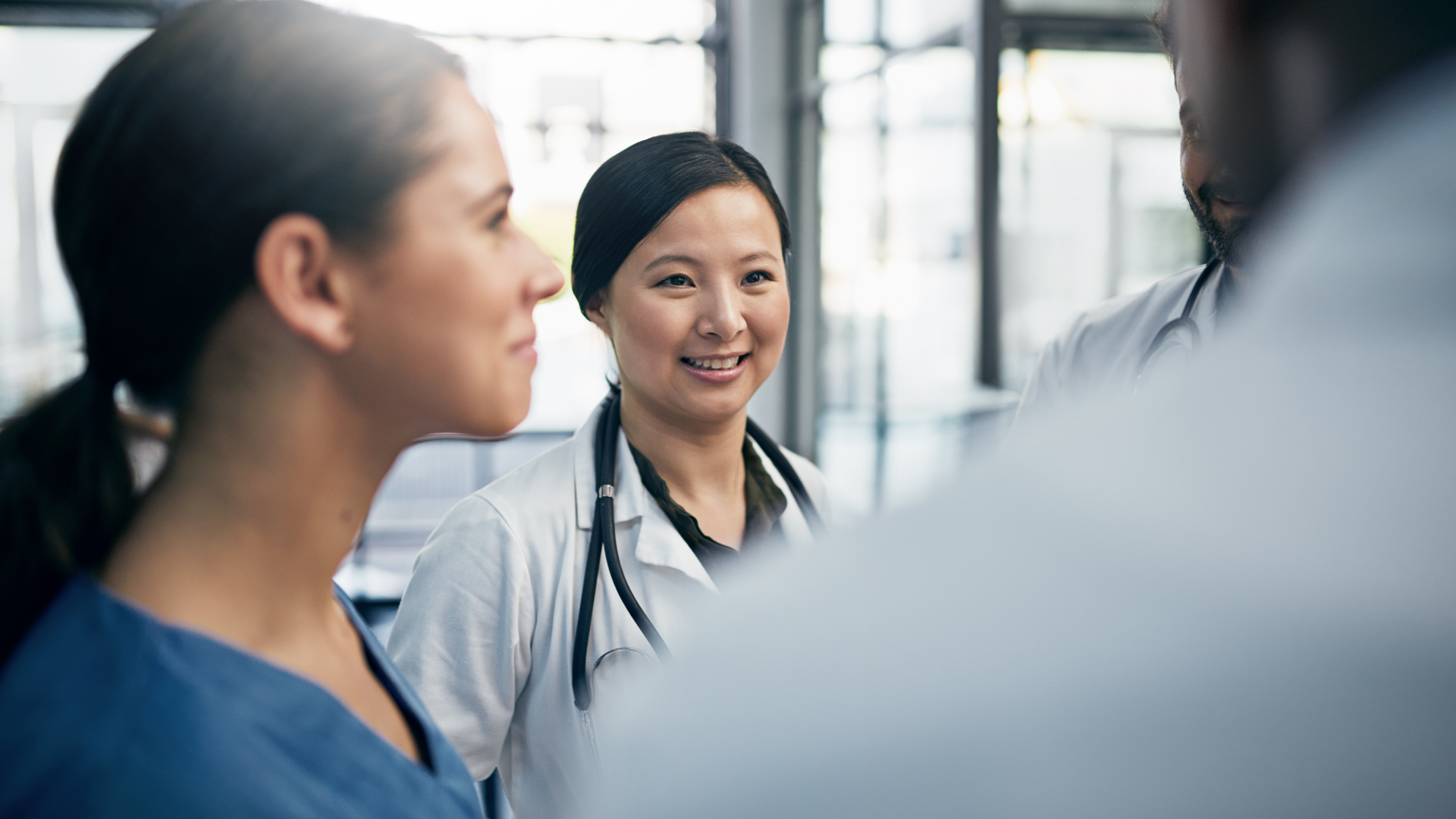 Diverse team of doctors having a discussion