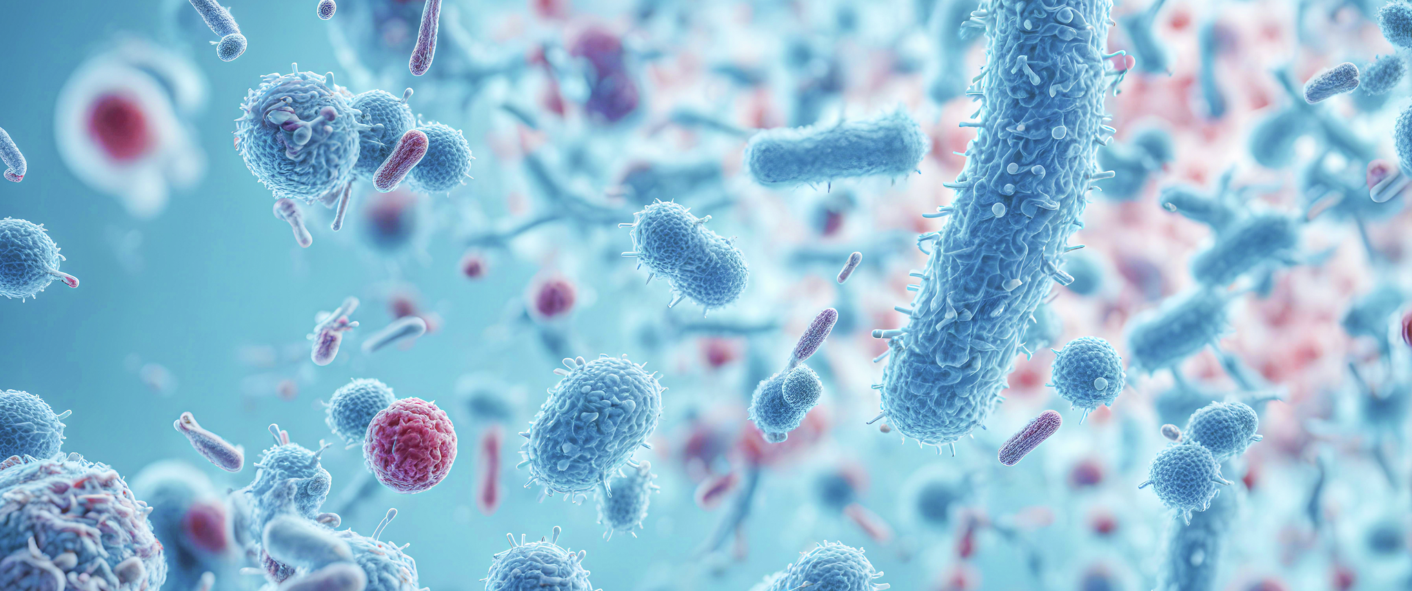 Microscopic blue bacteria