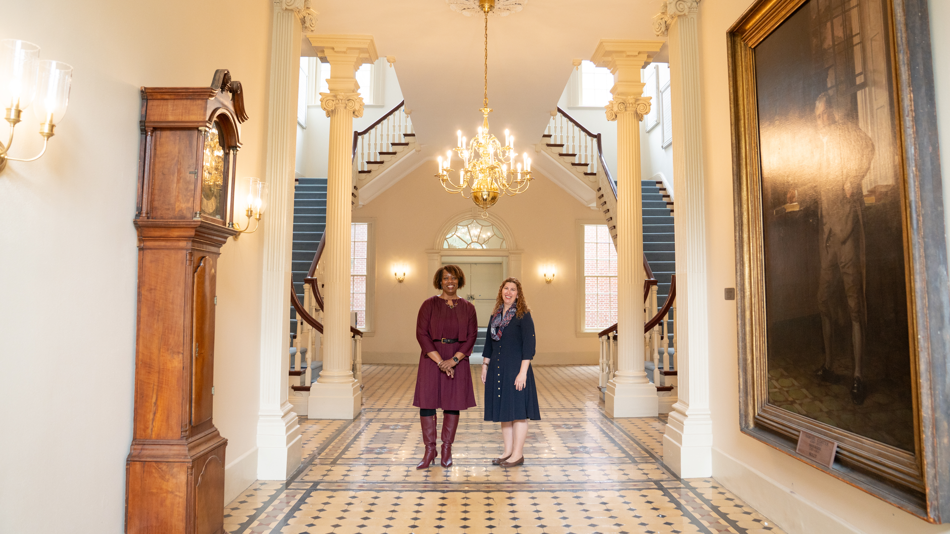 Alicia Gresham and Stacey Peeples standing in the Pennsylvania Hospital Great Court