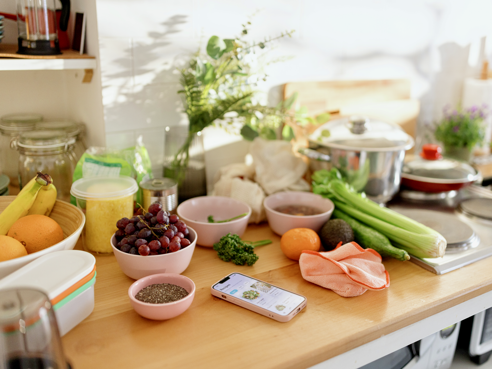 Making healthy choices  and a colorful spread of veggies