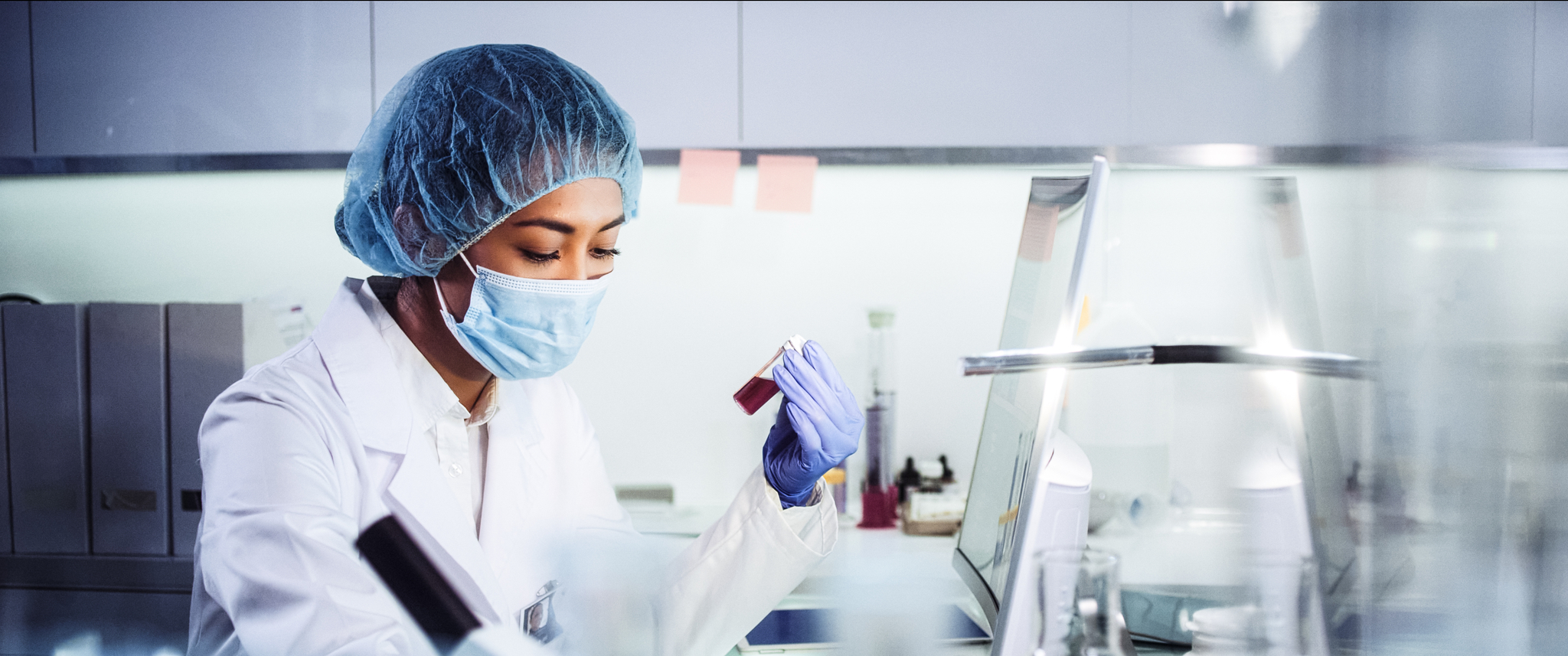 Asian female doctor working with pathogen samples
