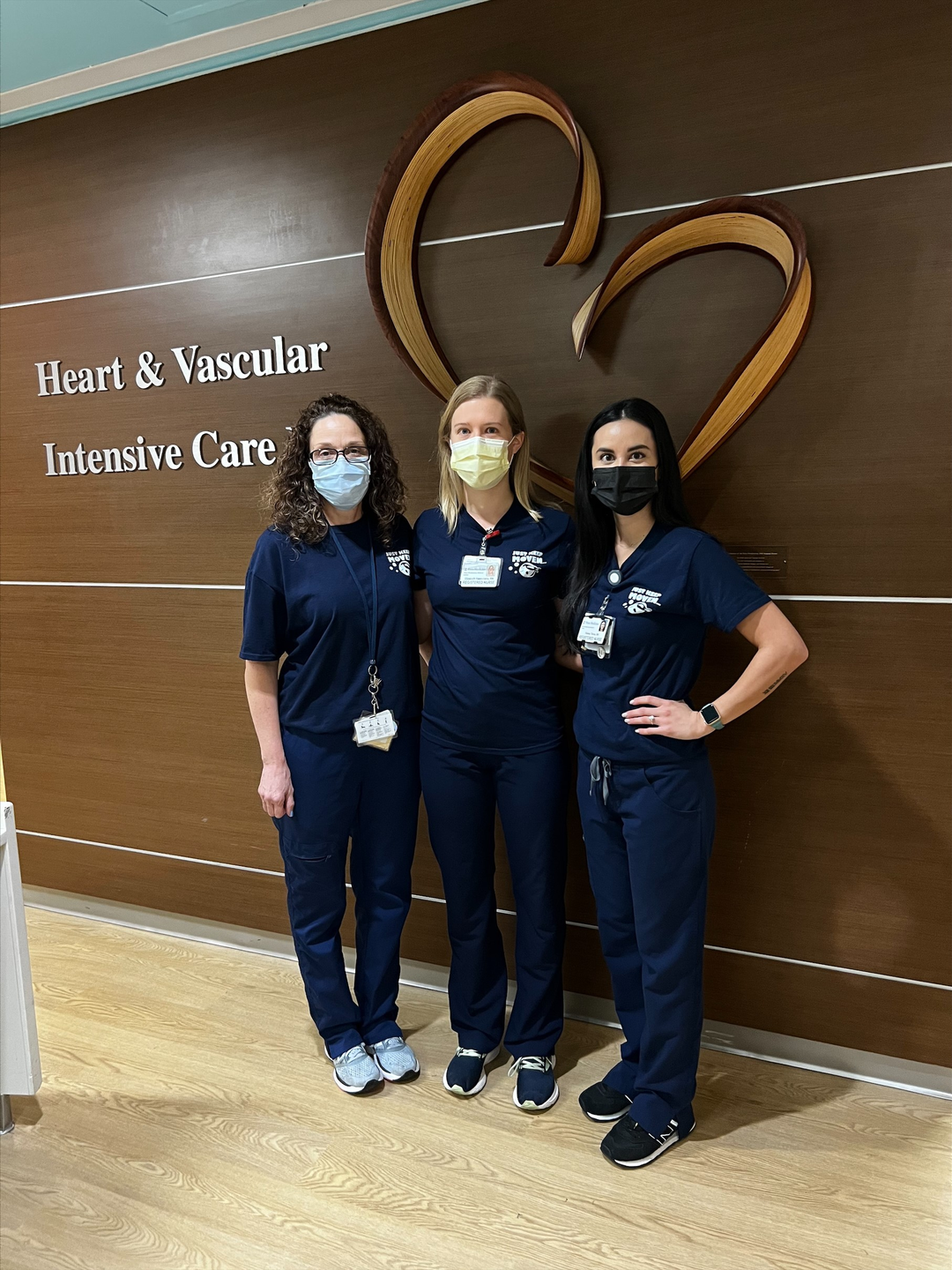 From left to right: PPMC HVICU nurses Dolores Risica, Elizabeth Haemmerle, and Kelsey Quinonez