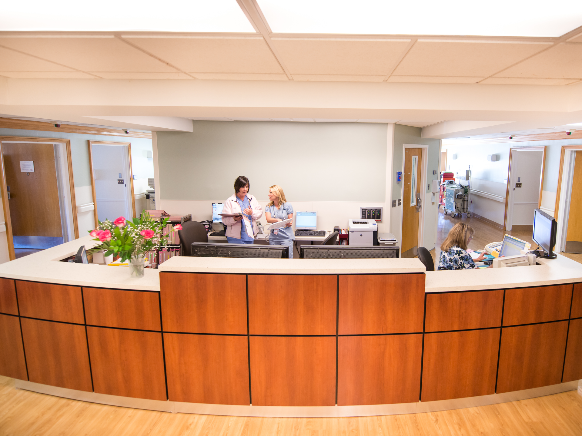 View of the desk area at the Penn Medicine Doylestown Health maternity