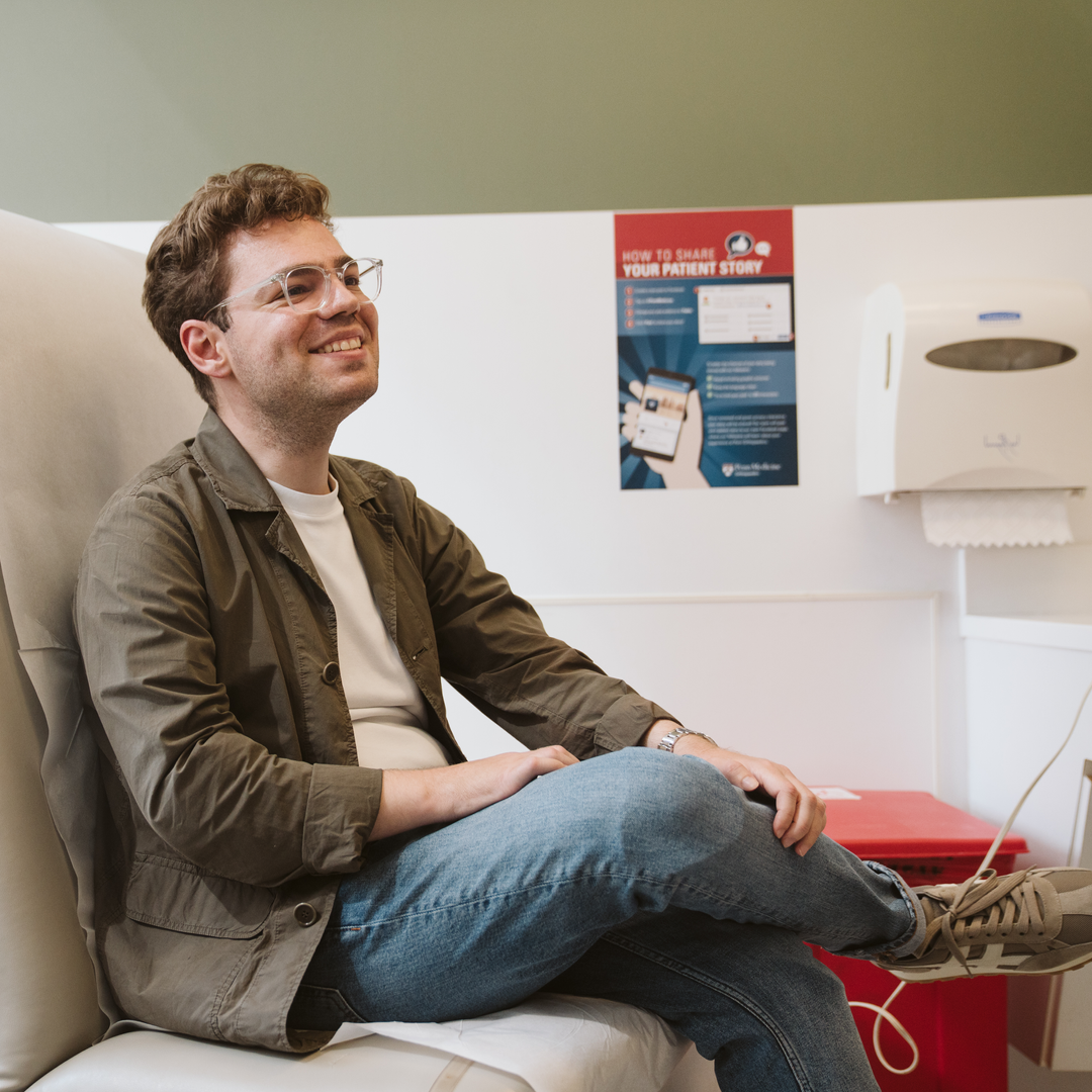 Luka Krizanac, smiling in a patient room, in June 2025