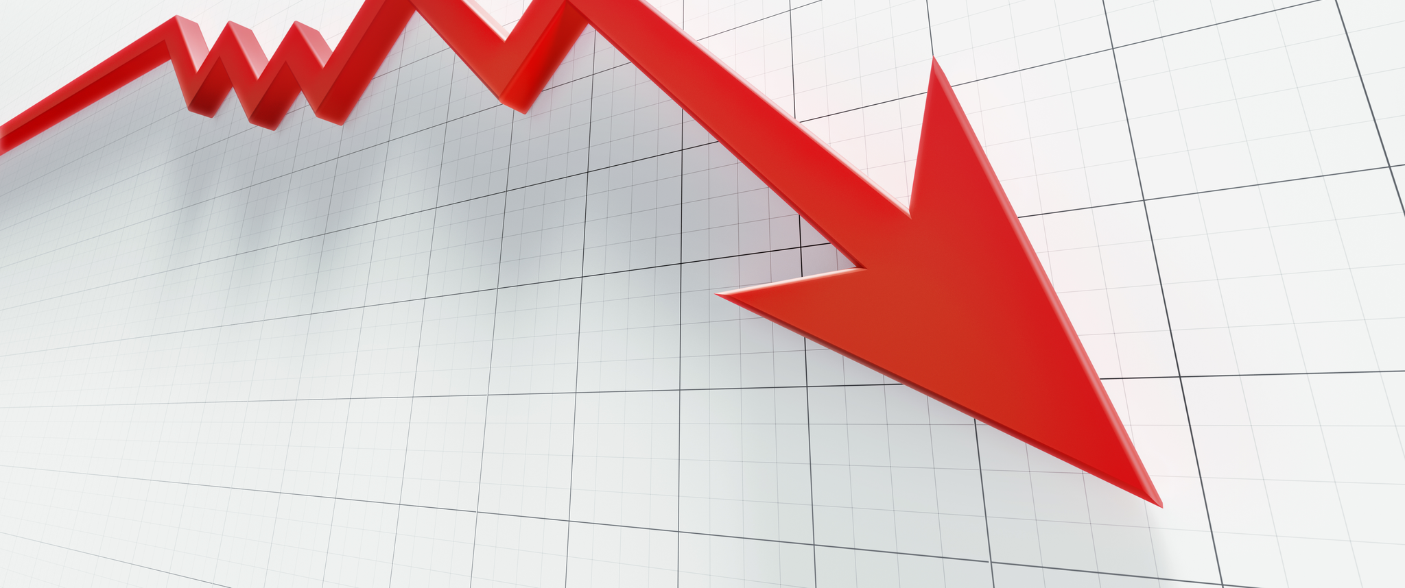 A red arrow over a graph showing a recent sharp decline