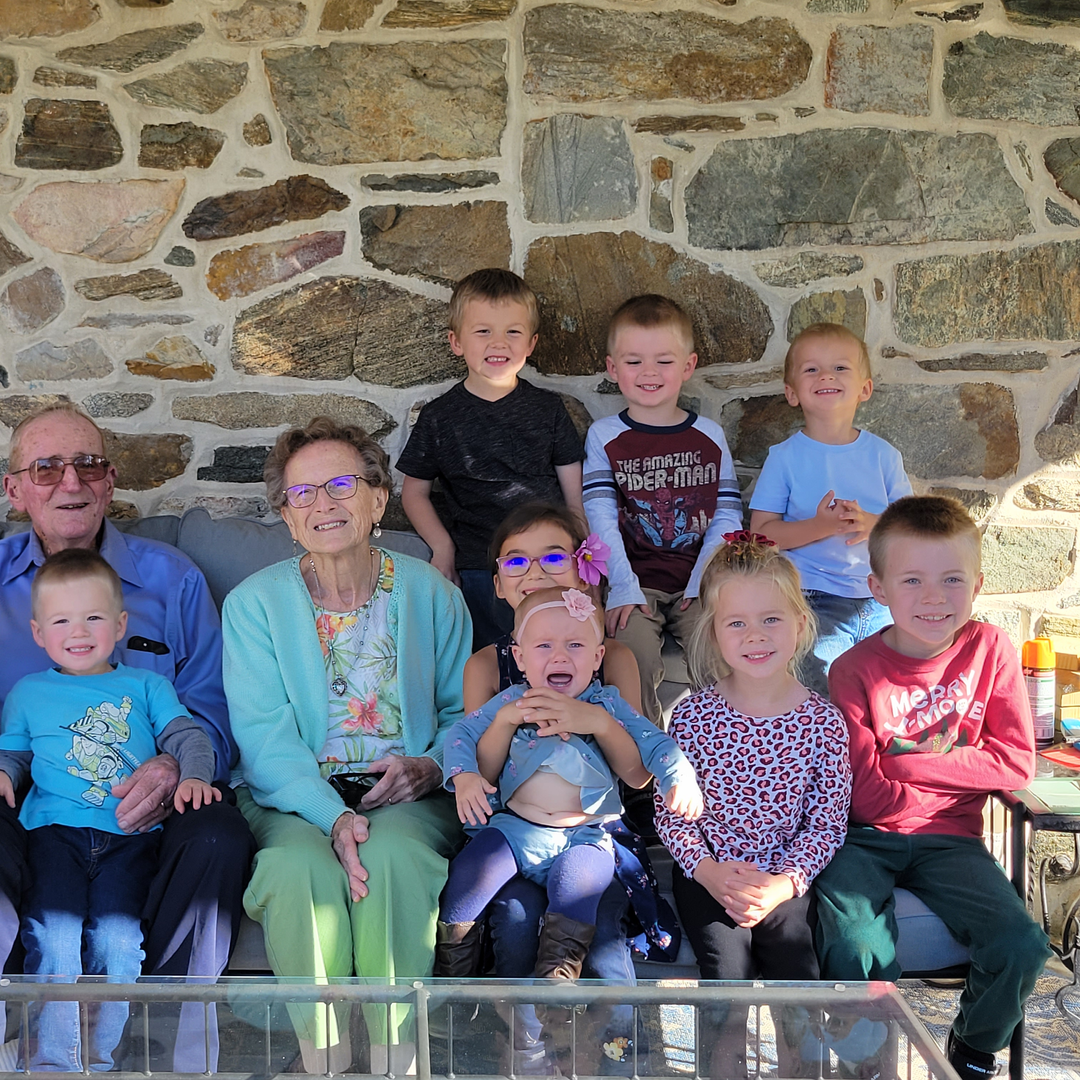 Walter and Sarah Styer with their great-grandchildren