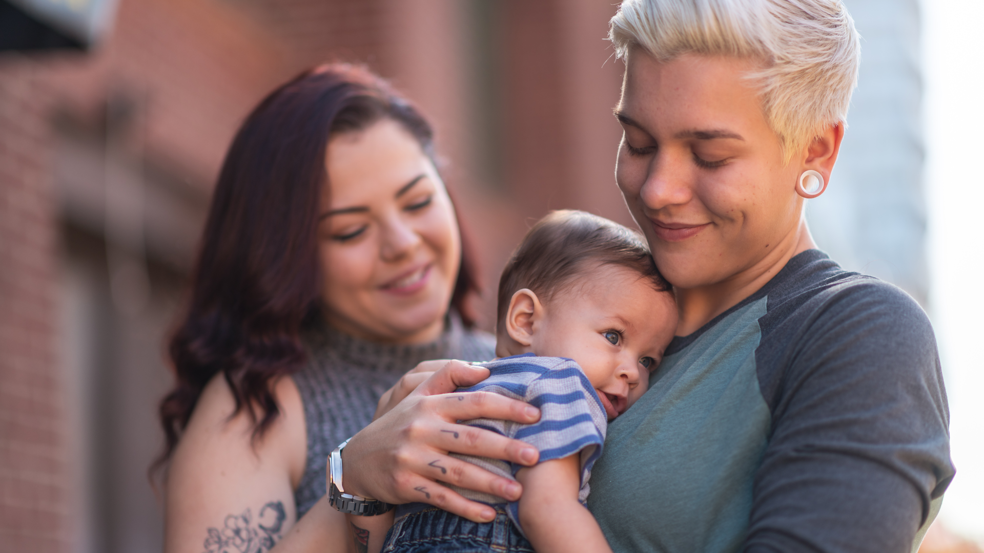 A happy LGBT family is spending time together
