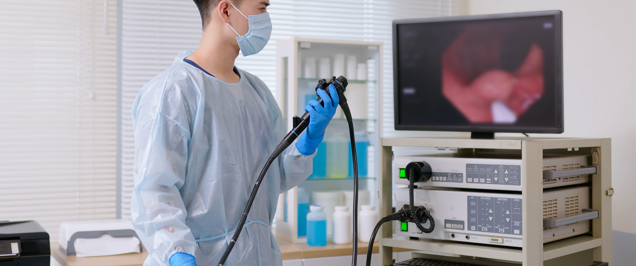 Doctor examining a colorectal cancer screening