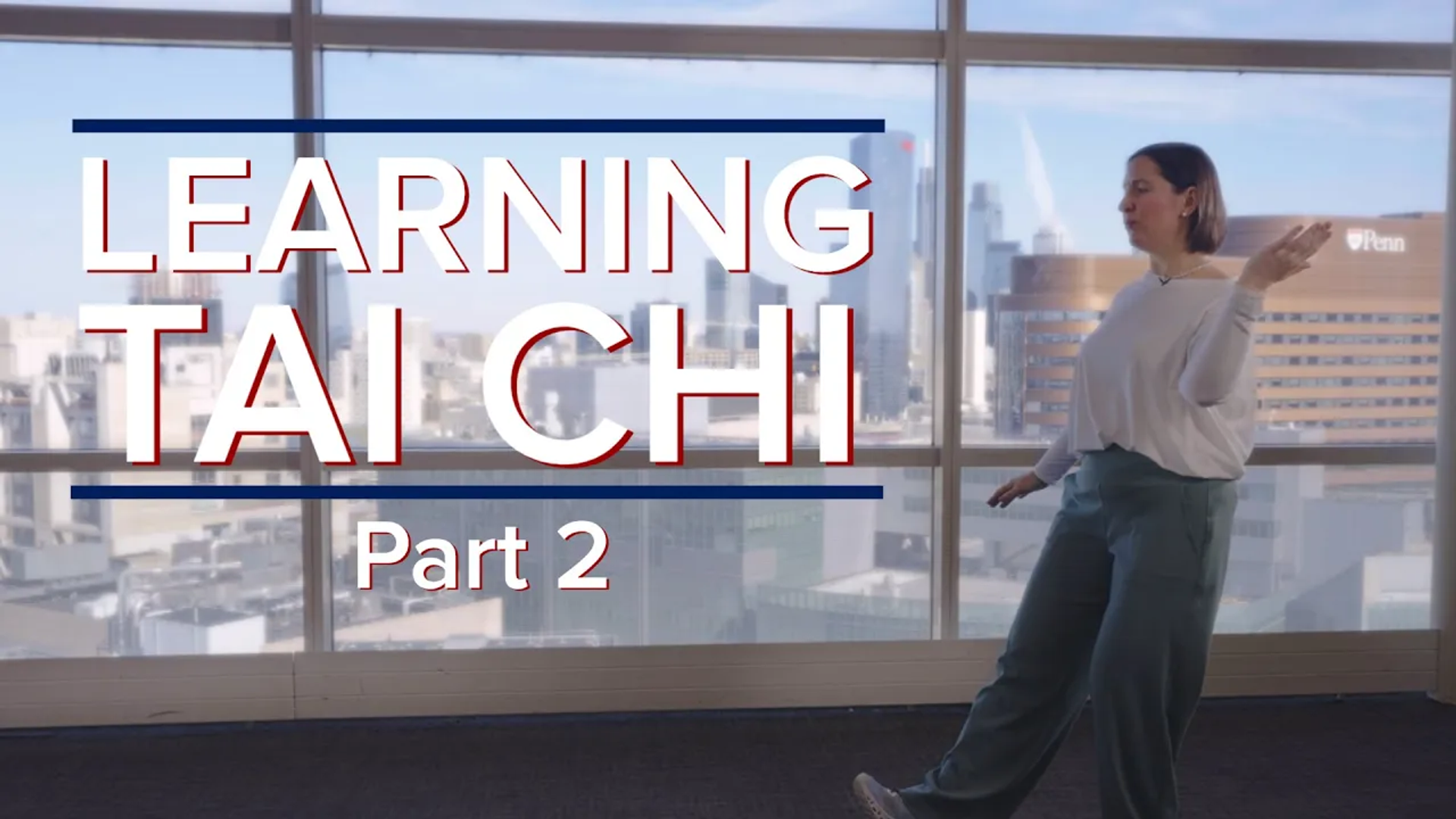 Youtube thumbnail of a Tai Chi instructor with leg extended