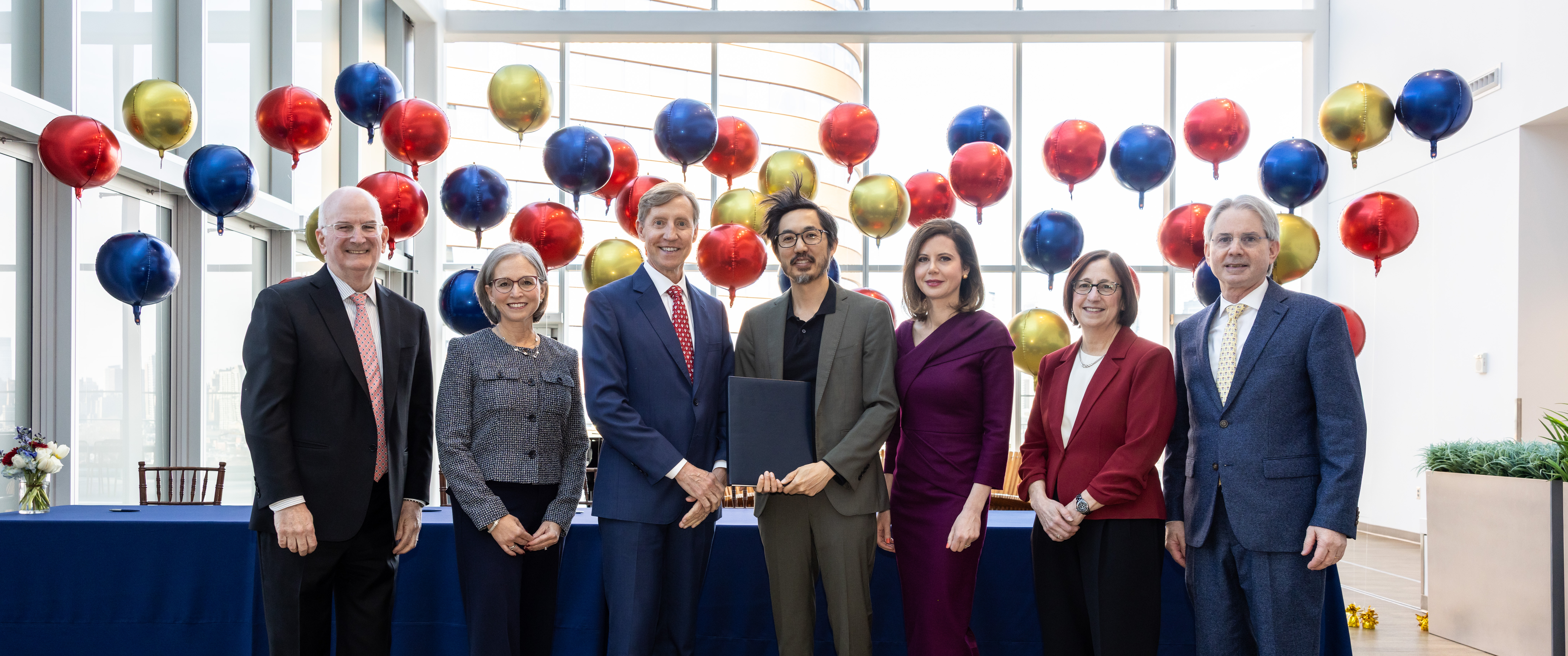 Kevin Mahoney, Jennifer Kogan, J. Larry Jameson, Rod Wong, Marti Wong, Lisa Bellini, and Jonathan Epstein at a Perelman School of Medicine donation event