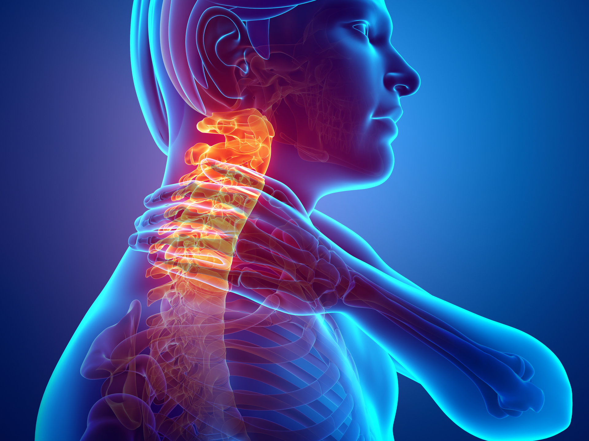 3d Illustration of men Feeling the Neck Pain