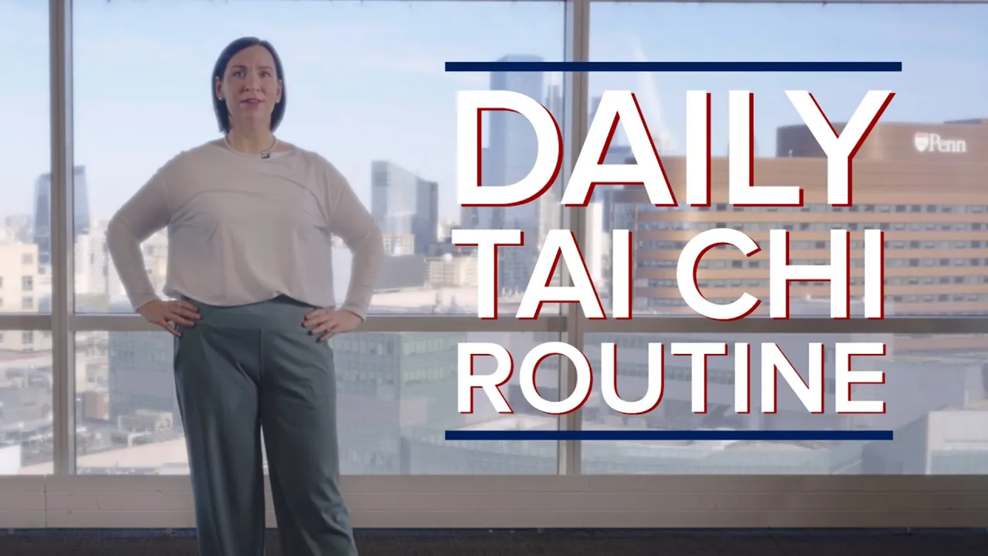 Youtube thumbnail of a Tai Chi instructor doing her daily routine