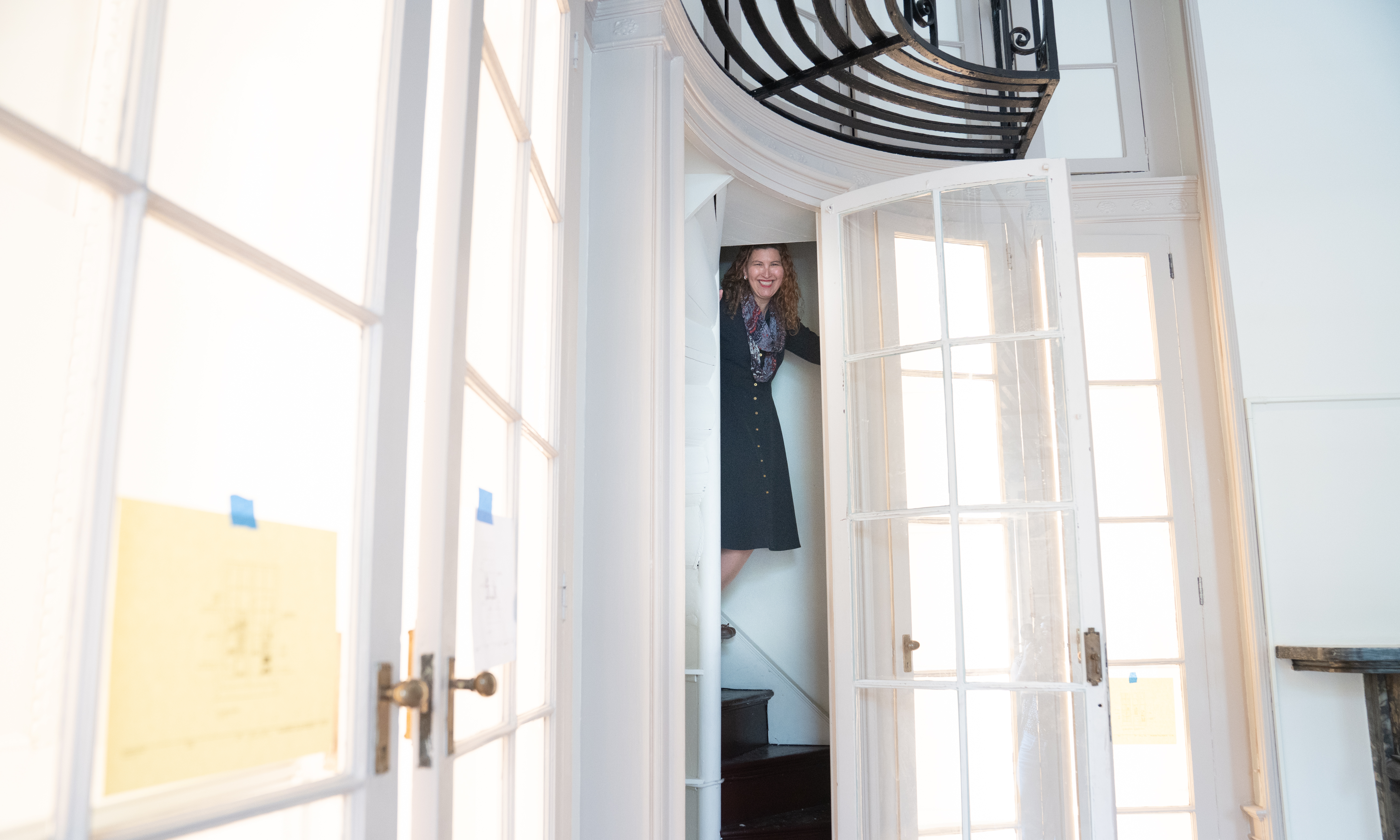 Stacey Peeples in a hidden stairway