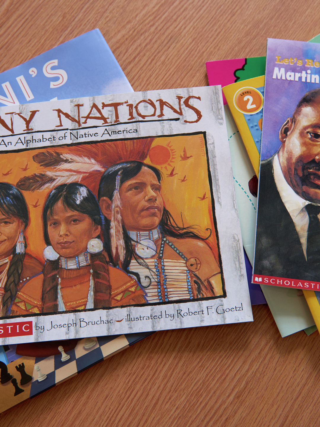 A sampling of children's books highlighting Native American and African American figures