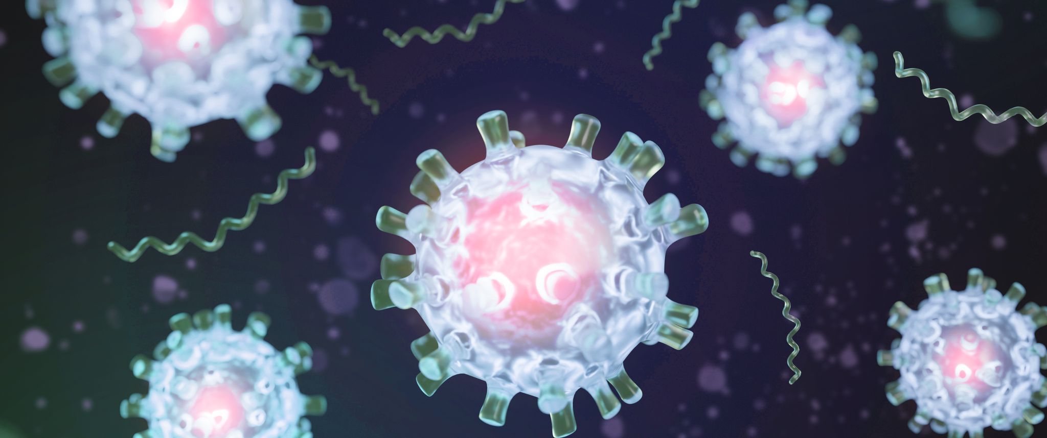 Digital illustration of bird flu cells