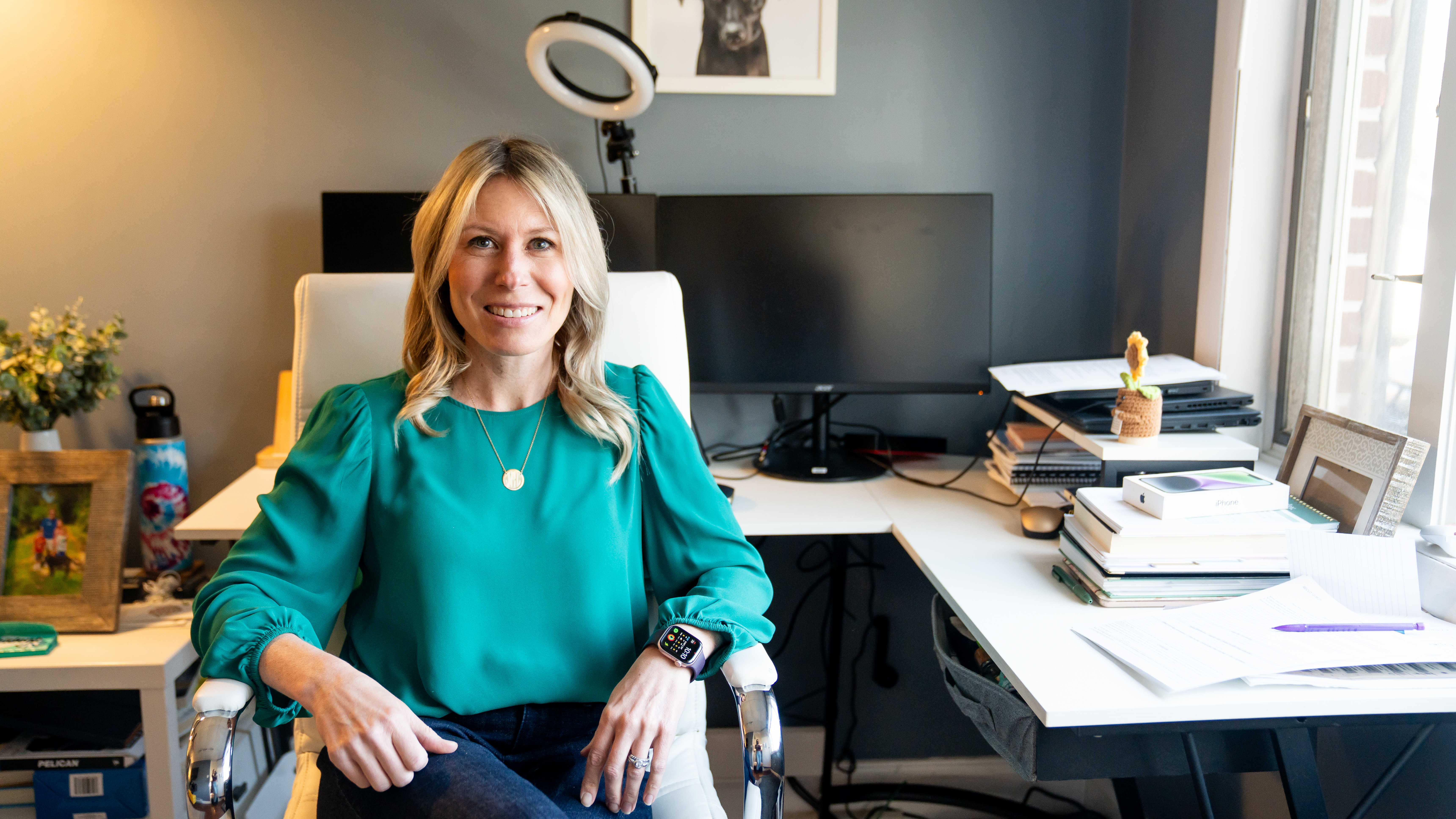 Jen Brady at her desk