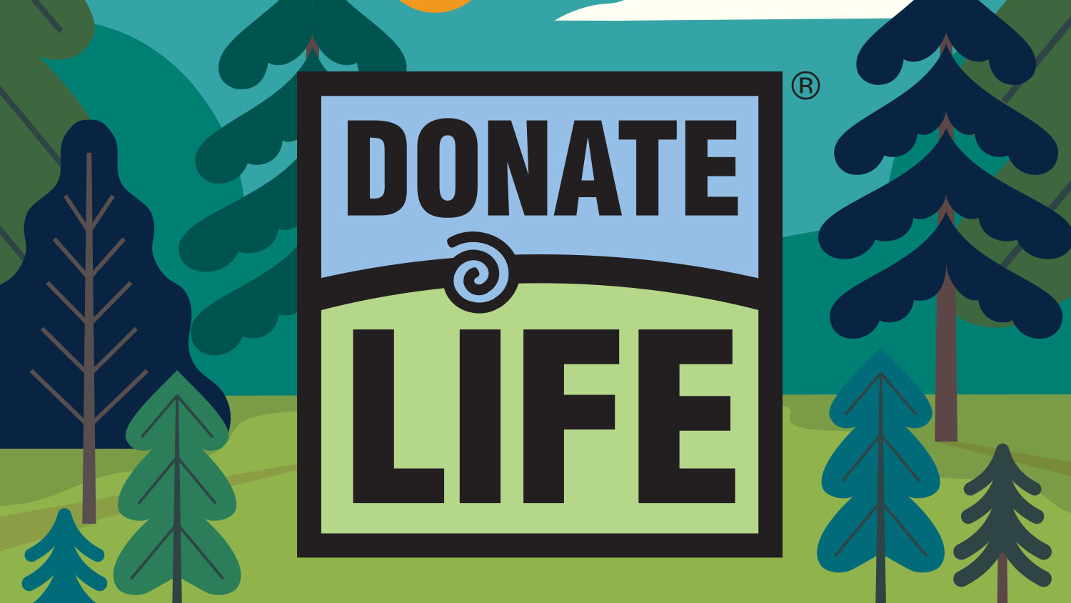Donate Life Logo with tag line "April is National Donate Life Month" and web address: "RegisterMe.org"