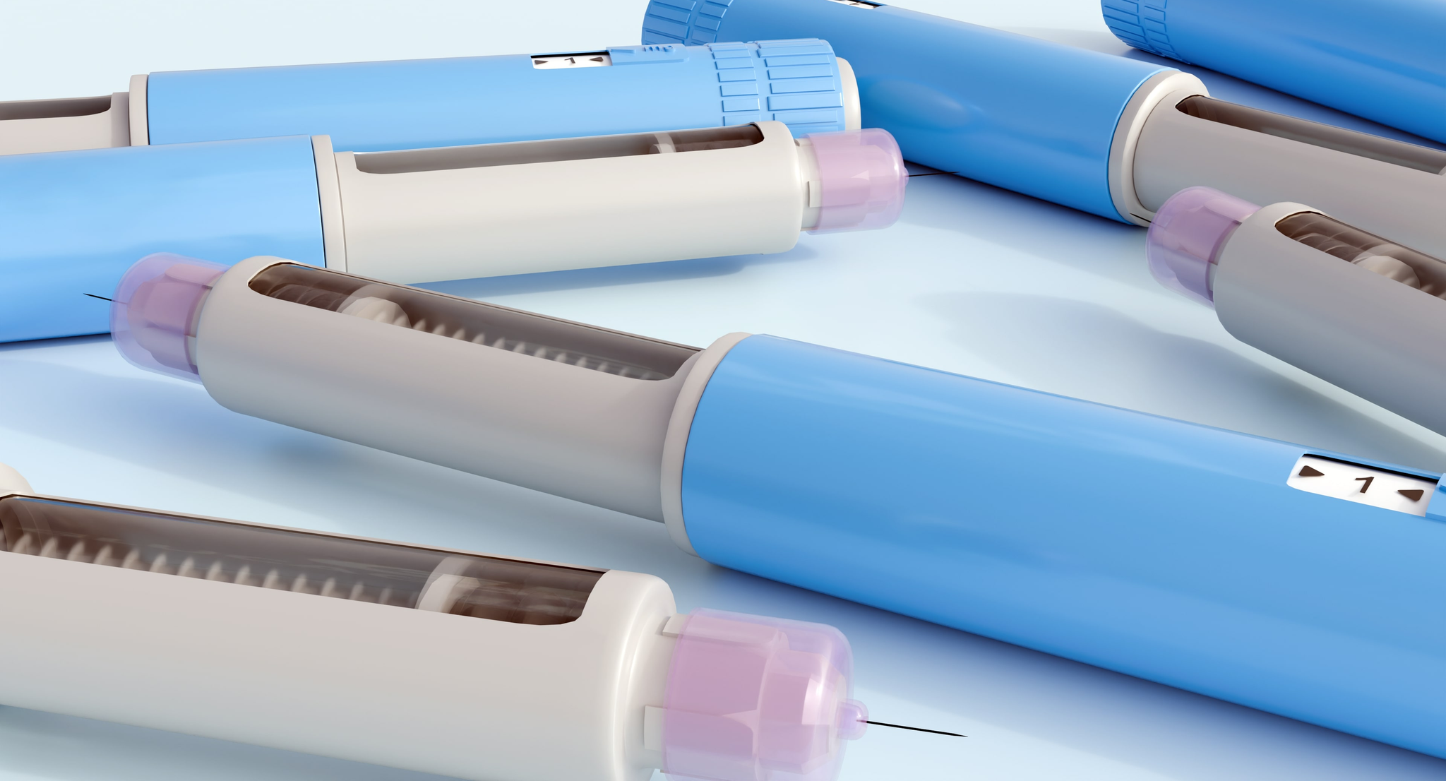 A rendering of several GLP-1 pens