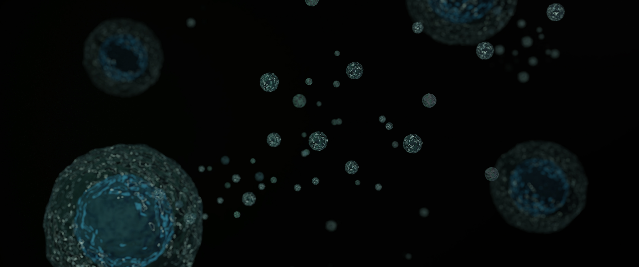 3D illustration of the extracellular vesicles secreted from animal cells