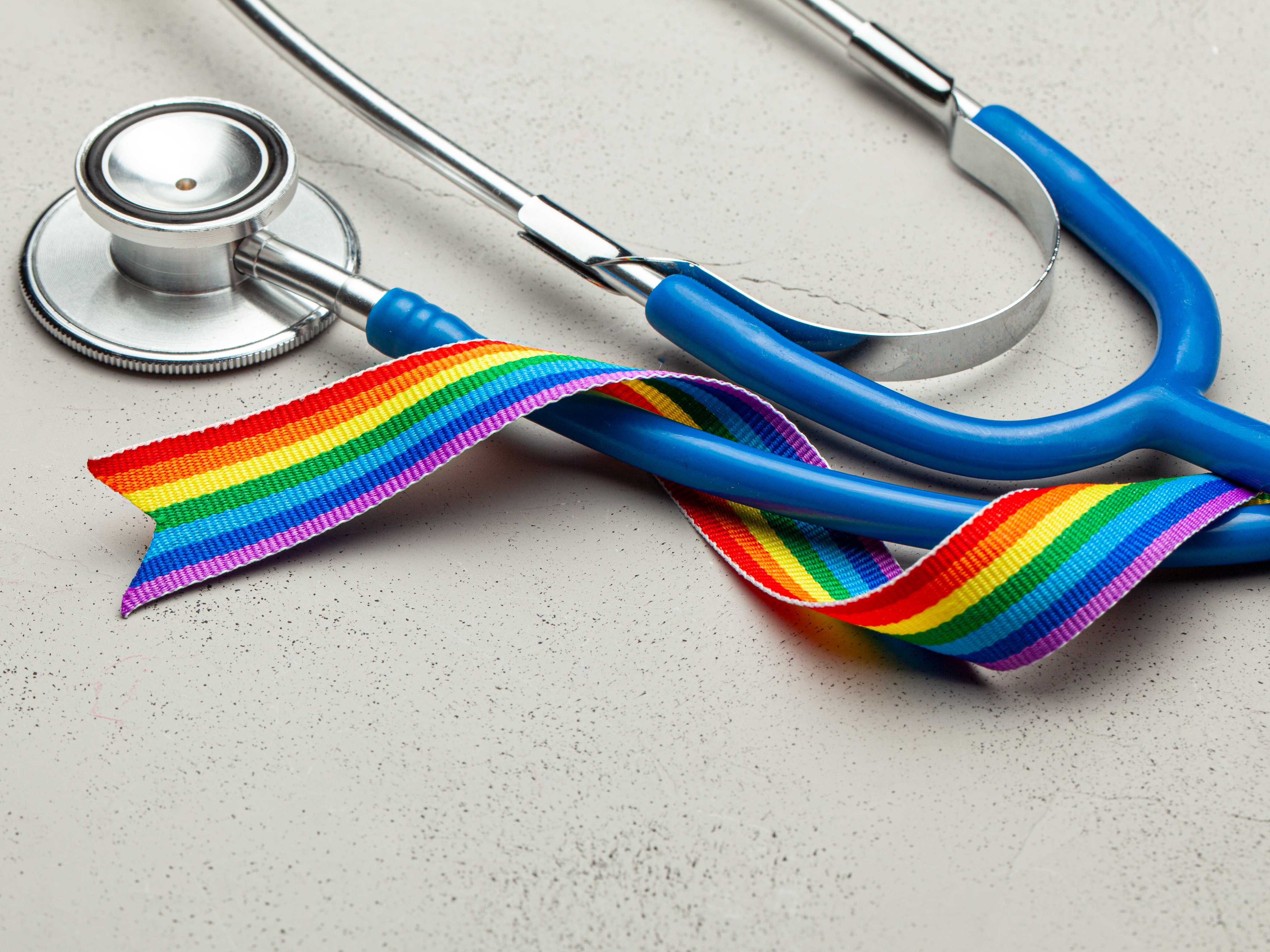 Stethoscope and LGBT rainbow ribbon 