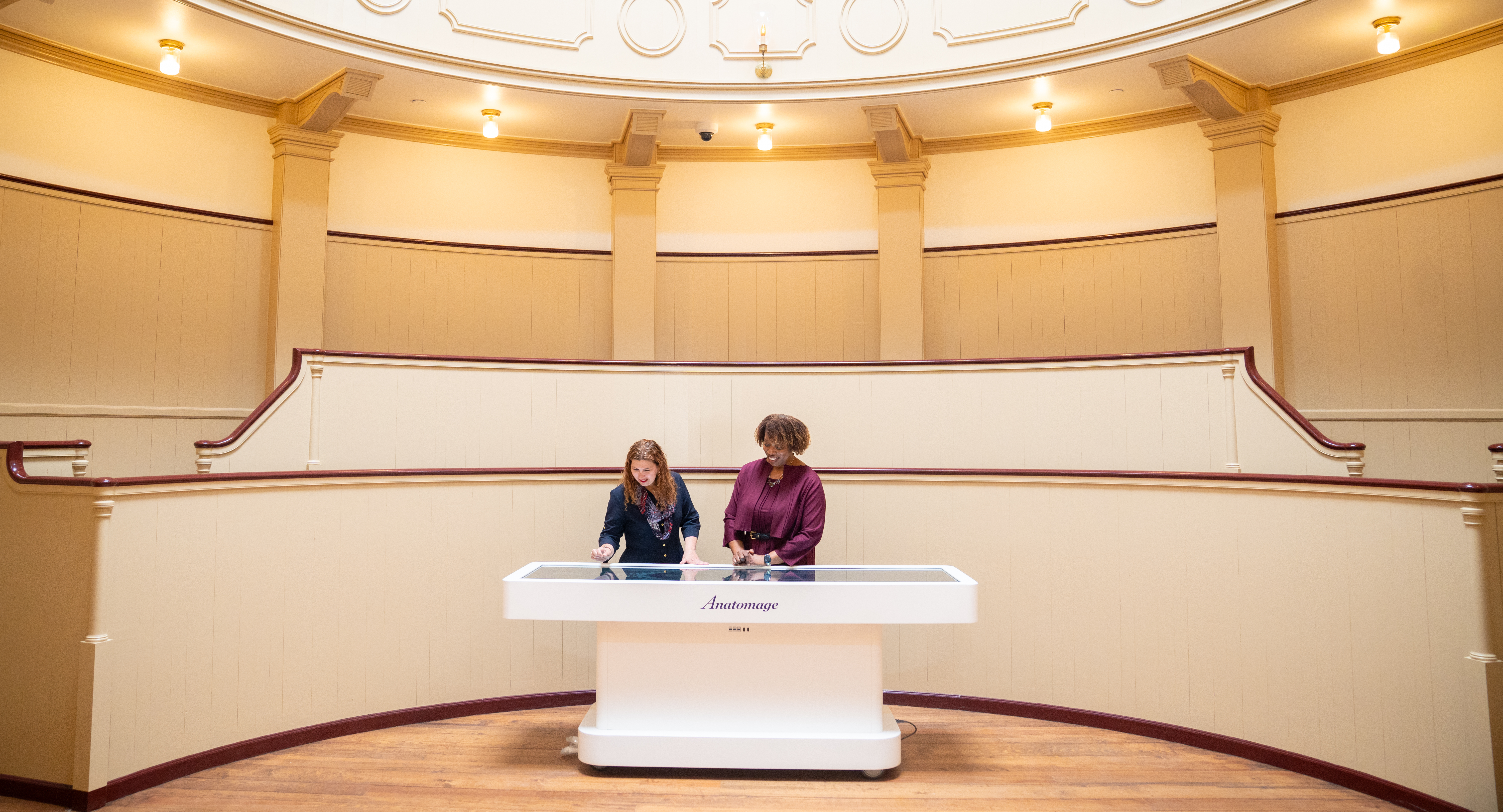 Stacey Peeples and Alicia Gresham at the anatomage table