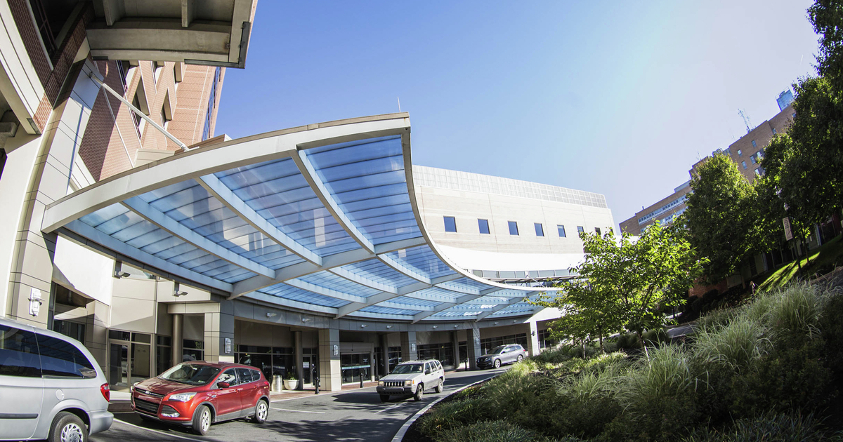 Penn Medicine Lancaster General Health Downtown Pavilion building entrance during daytime