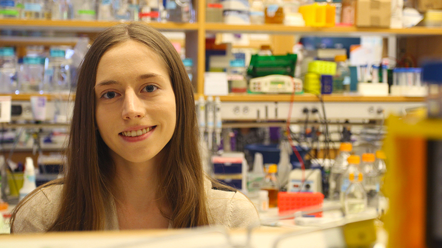 Katie Copley in the lab