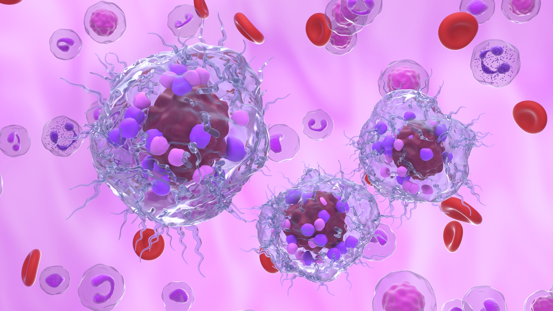 Metastatic neuroendocrine tumor cells in the blood flow
