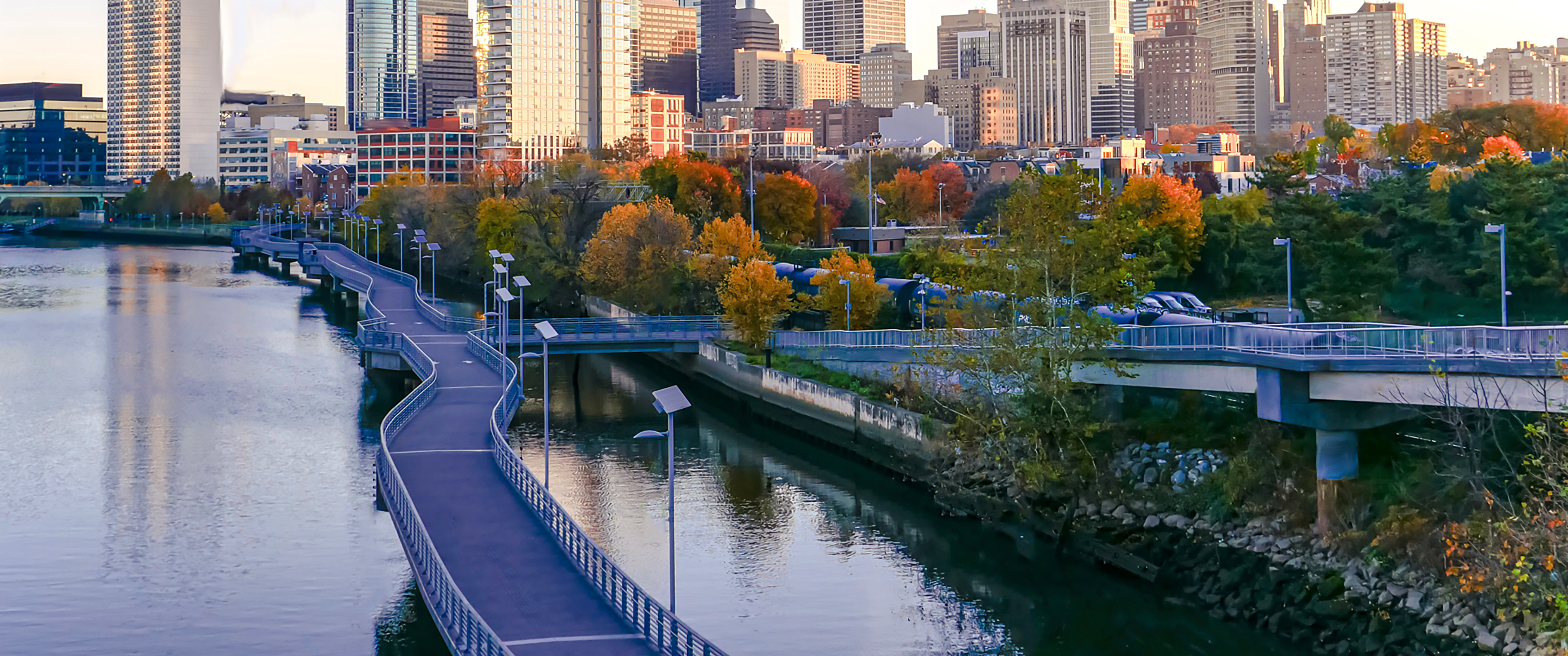 The Philadelphia skyline seen from the Schuylkill River
