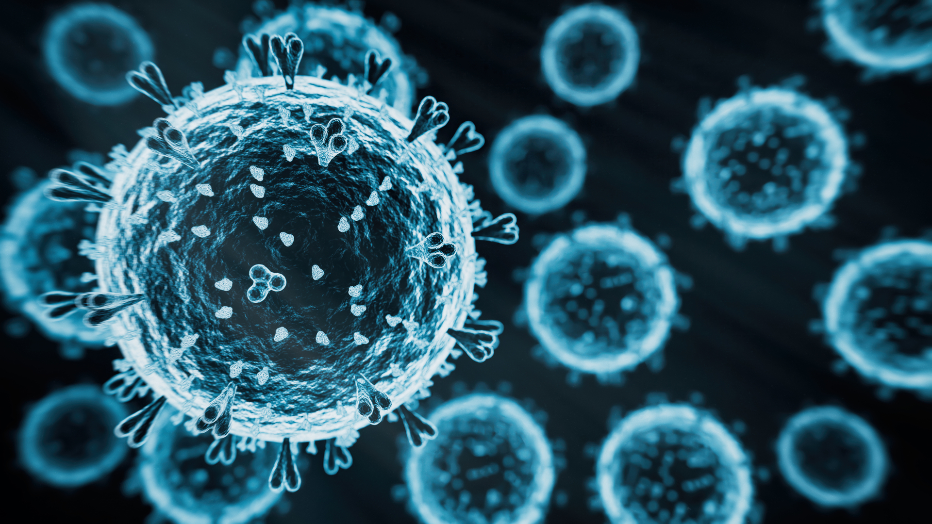 Artistic 3D render of avian influenza virus