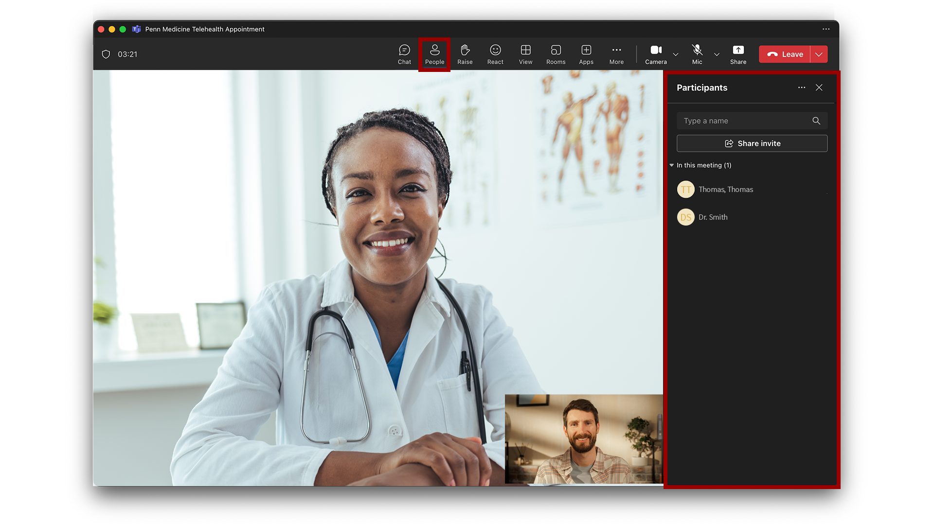 Microsoft Teams  for desktop people feature highlighted with red box
